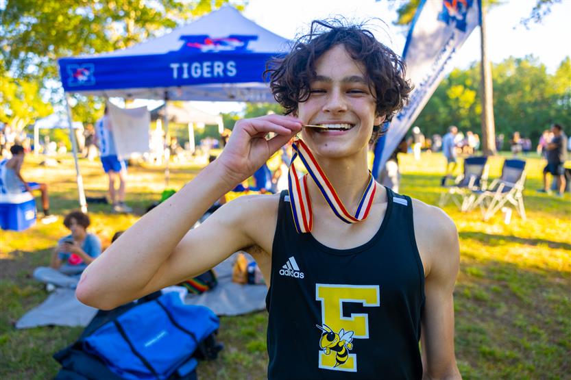 Fairview High students run at a cross-country meet